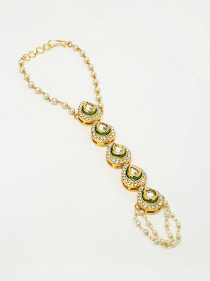 Kundan Hand Harness Set Of 2 - Ruby Raang