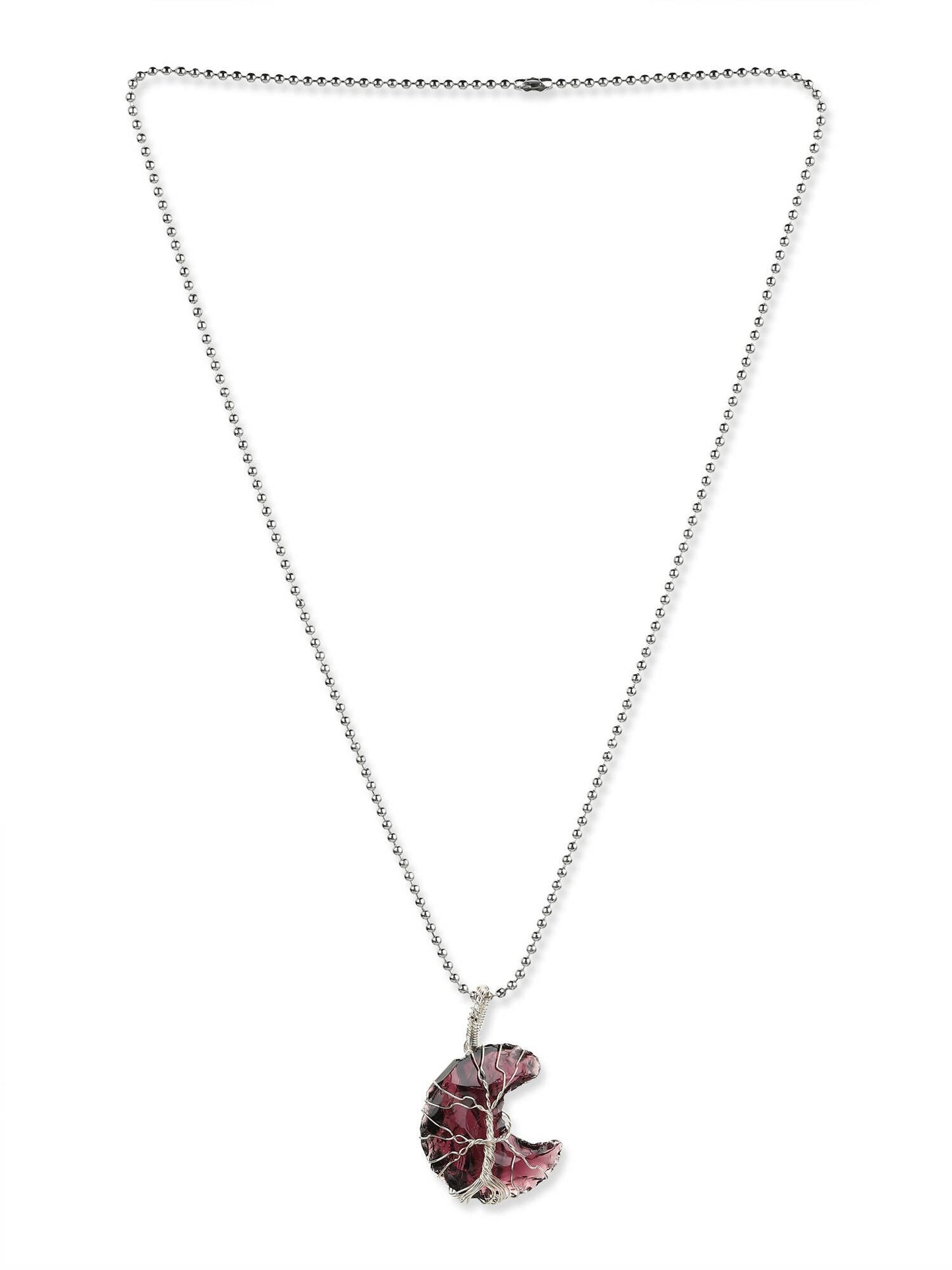Women's Silver-Toned Purple Silver-Plated Handcrafted Chain - Ruby Raang