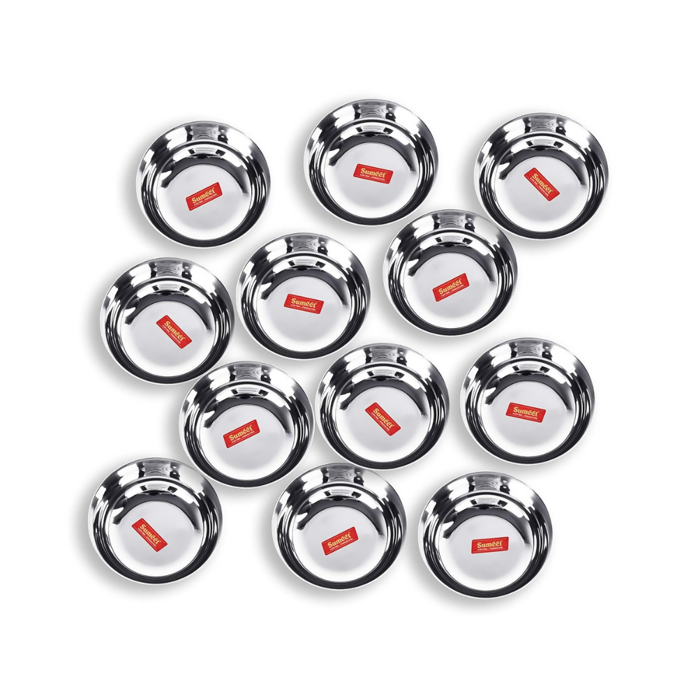 Sumeet Stainless Steel Heavy Gauge Solid Bowl Wati Set with Mirror Finish