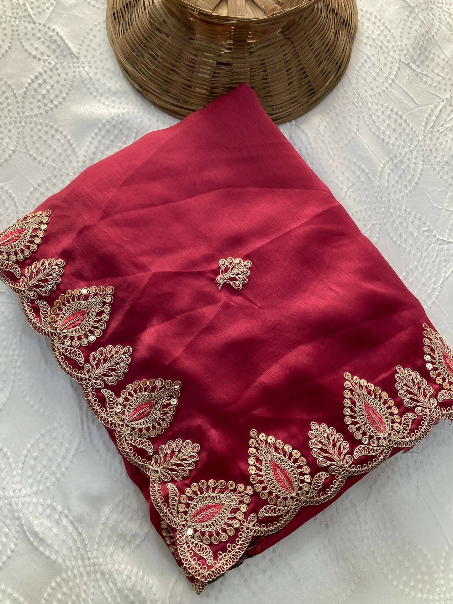 Teeya Creation New Trendy Party Wear Soft Satin Chiffon Saree-Peach