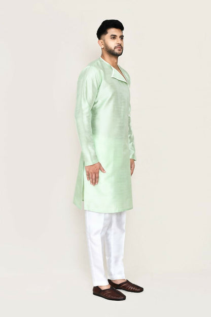 Joban Fashion Green Colored Art Silk Fabric Kurta With Straight Fit Pant