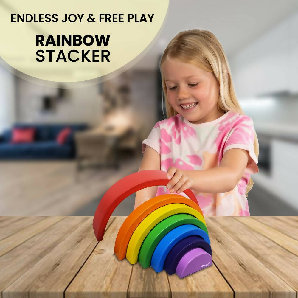 Matoyi Wooden Rainbow Stacker - 7 Piece Colorful Stacker