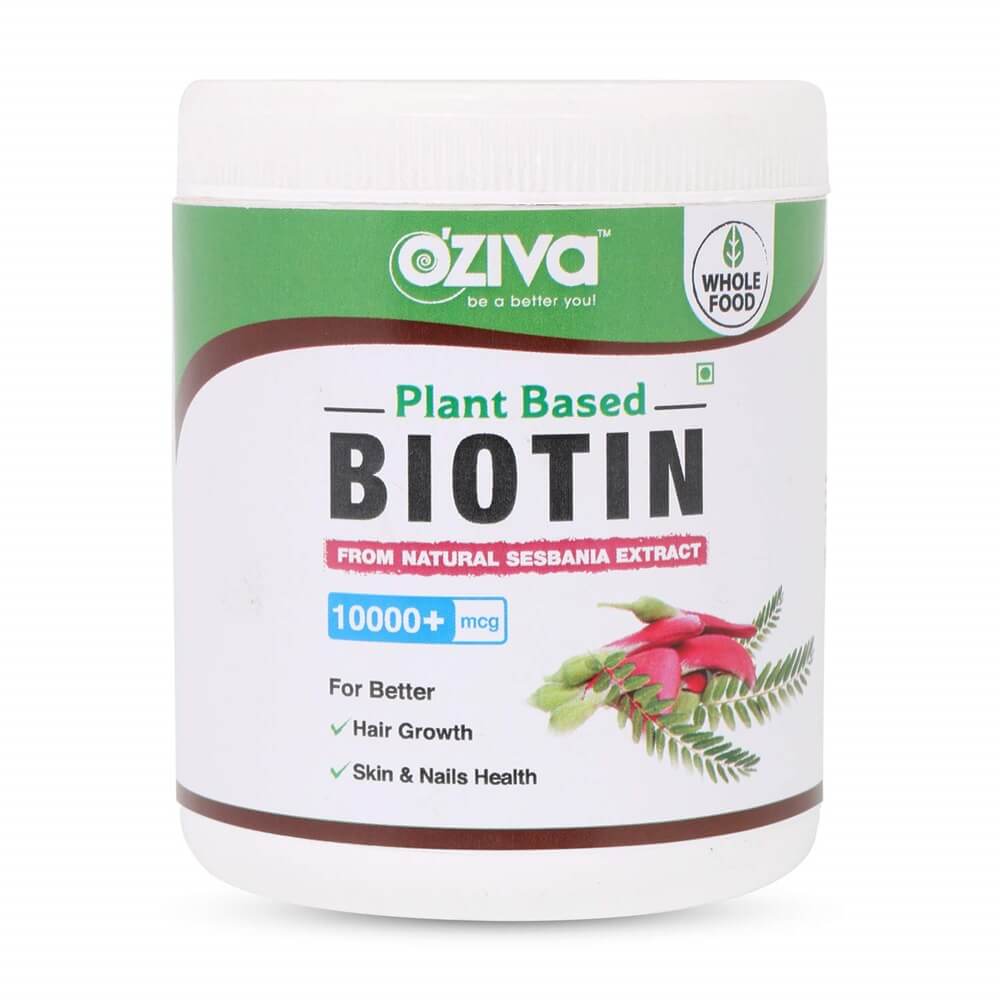 OZiva Plant Based Biotin (10,000+ mcg) - 125 gms