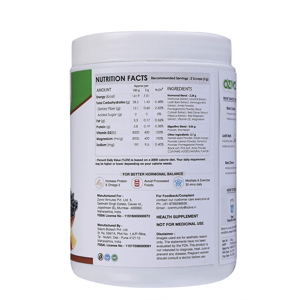 OZiva Plant Based HerBalance 8 Per & Post Herbs