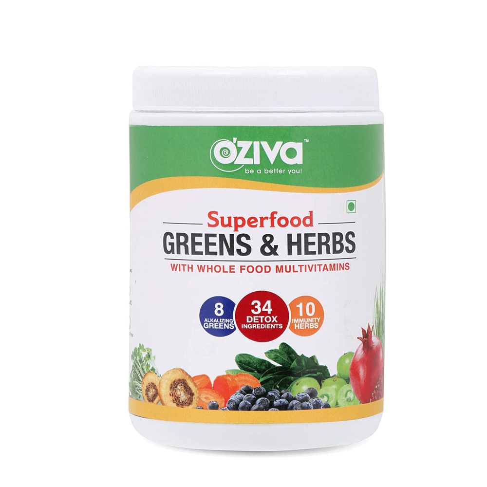 OZiva Superfood Greens & Herbs With Whole Food - 250 gms