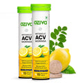 OZiva ACV Moringa | Control Cravings I Apple Cider Vinegar, Cinnamon, Guggul I No Maltodextrin & No Added Sugar I 15 Effervescent Tablets - Lemon Masala, Pack of 2 (30 Tablets)