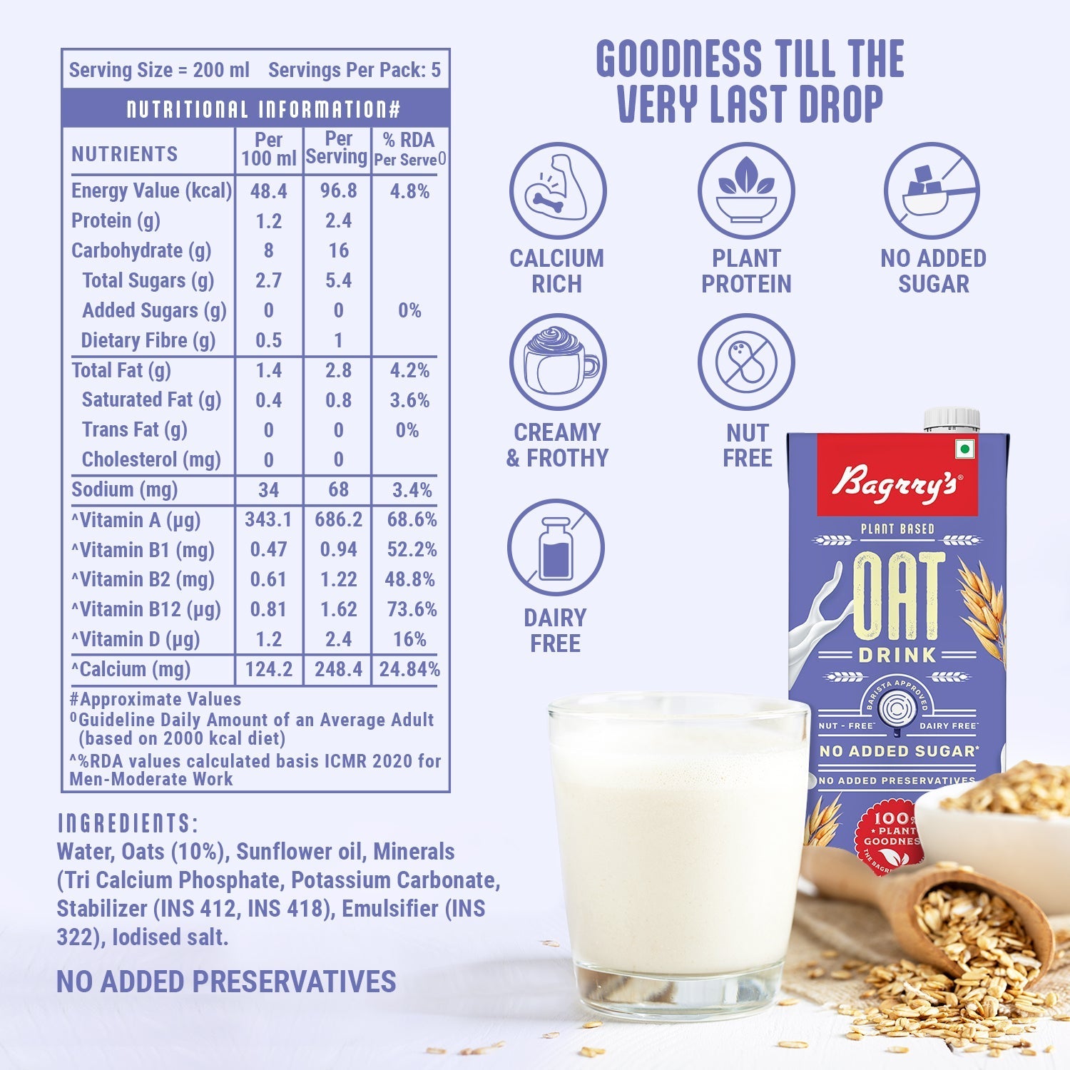 Bagrry's Plant Based Oats Drink - 1 Liter