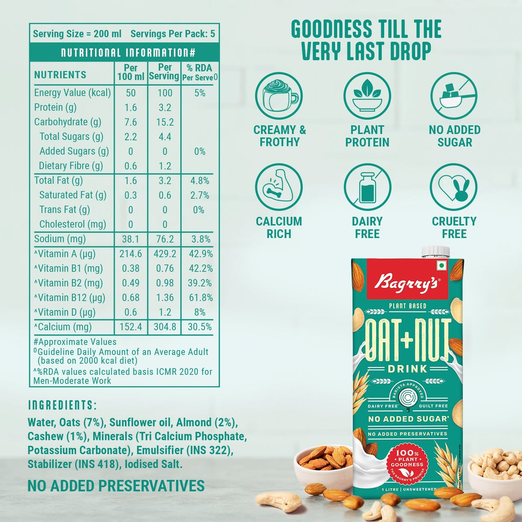 Bagrry's Plant Based Oat + Nut Drink - 1 Liter