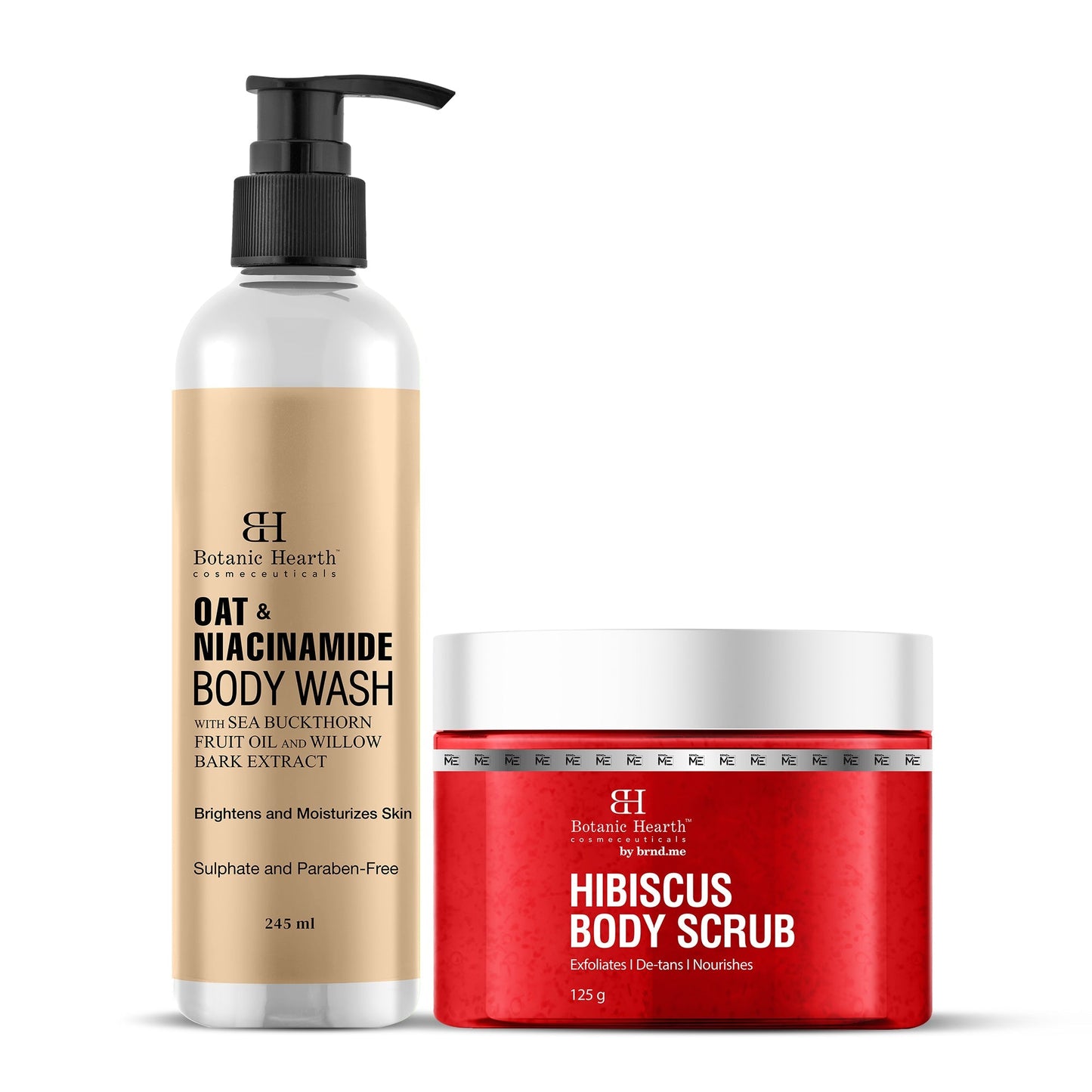 Botanic Hearth Oat & Niacinamide Bodywash & Hibiscus Scrub Combo