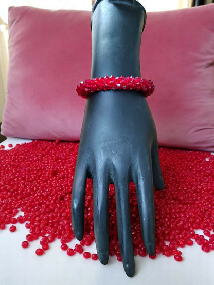 Inhanns Unisex Crystal Bloom – Adjustable Crystal Bead Bracelets - Maroon