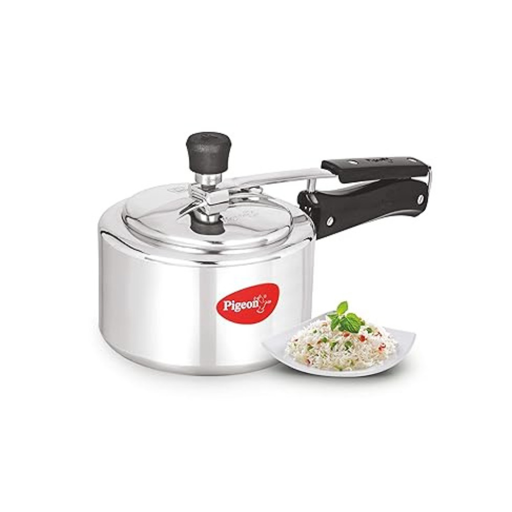 Pigeon by Stovekraft CaIida Induction Base Aluminium Pressure Cooker with Inner Lid, 3 litres, Silver