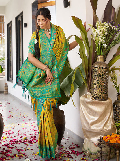 Anaita Olive Silk Woven Saree With Blouse