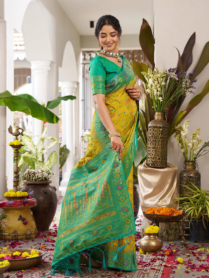 Anaita Olive Silk Woven Saree With Blouse