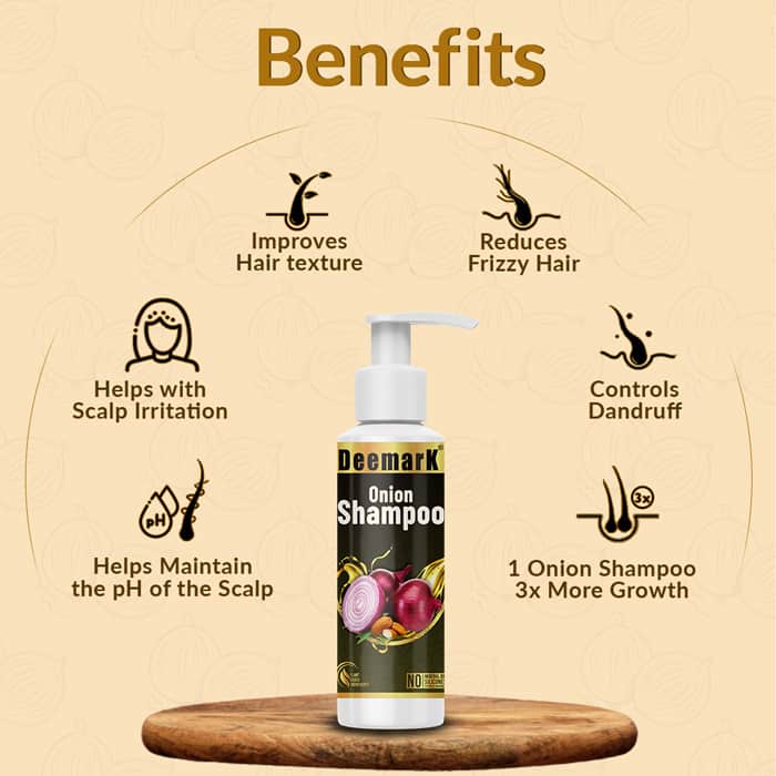 Deemark Onion Shampoo for Natural Hair Growth & Dandruff Control- 100 ml