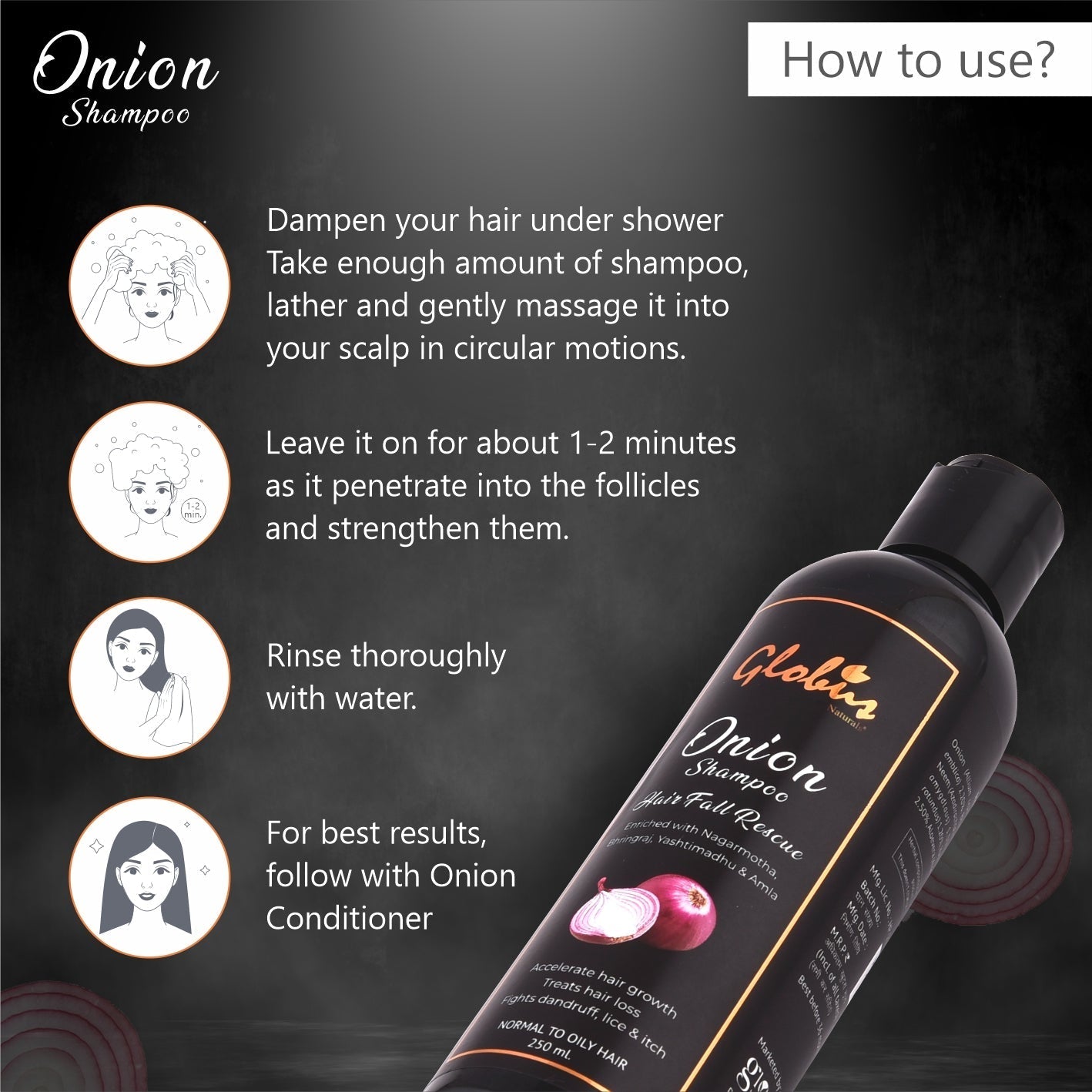 Globus Naturals Hair Fall Rescue Onion Shampoo - 250 ml