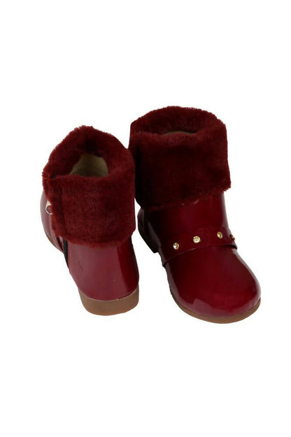 Tiny Bugs Girls Anckle Lenght Boots -Maroon
