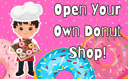 The Small Wonderland Pretend Play Donut Shop Set – 12 Colorful Fabric Donuts with Play Menu, ATM Cards, Money, and Shop Poster