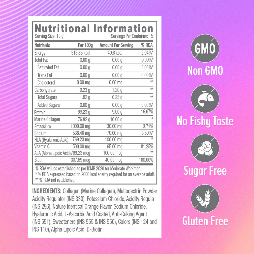 GNC Marine Collagen Powder Reduces Fine Lines & Wrinkles For Youthful Skin - 200 gms