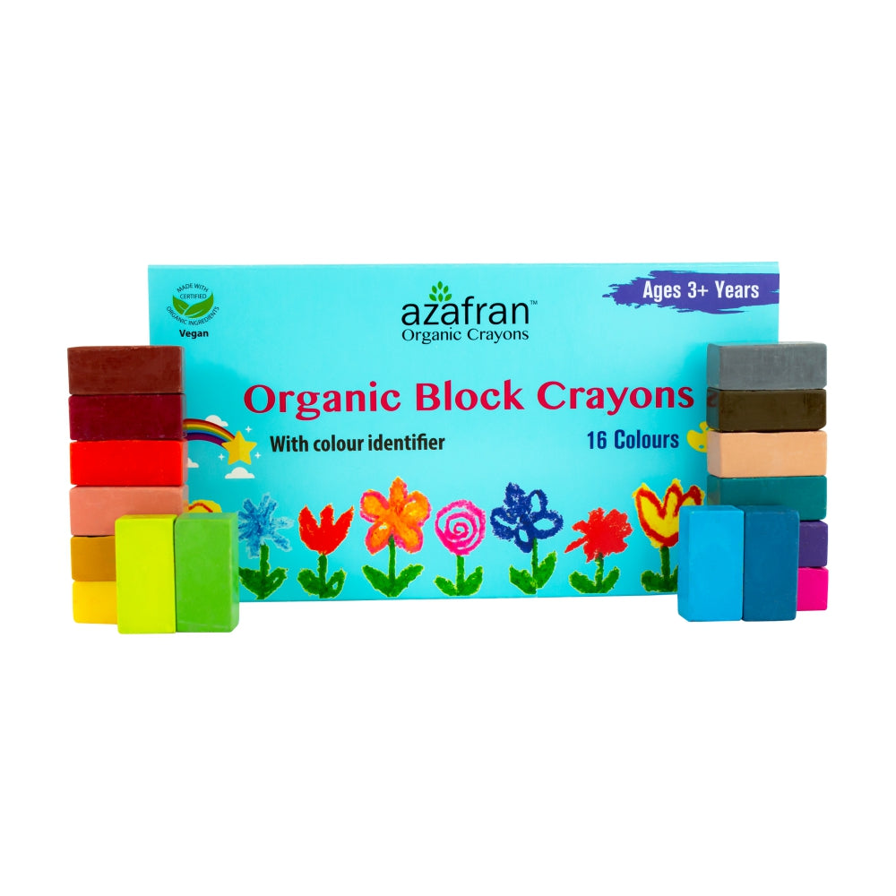 Azafran Organic Block Crayons (16 Colors) - 120 gms