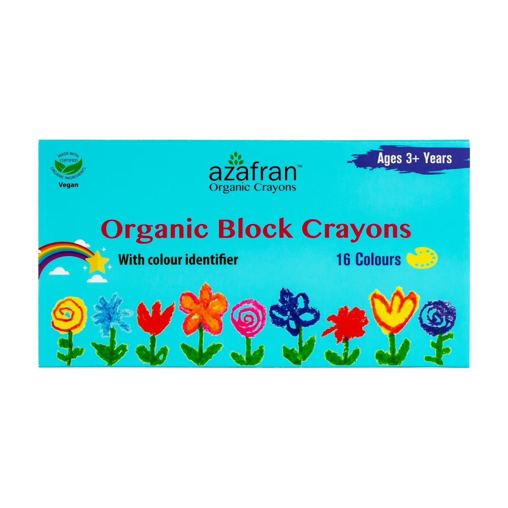 Azafran Organic Block Crayons (16 Colors) - 120 gms
