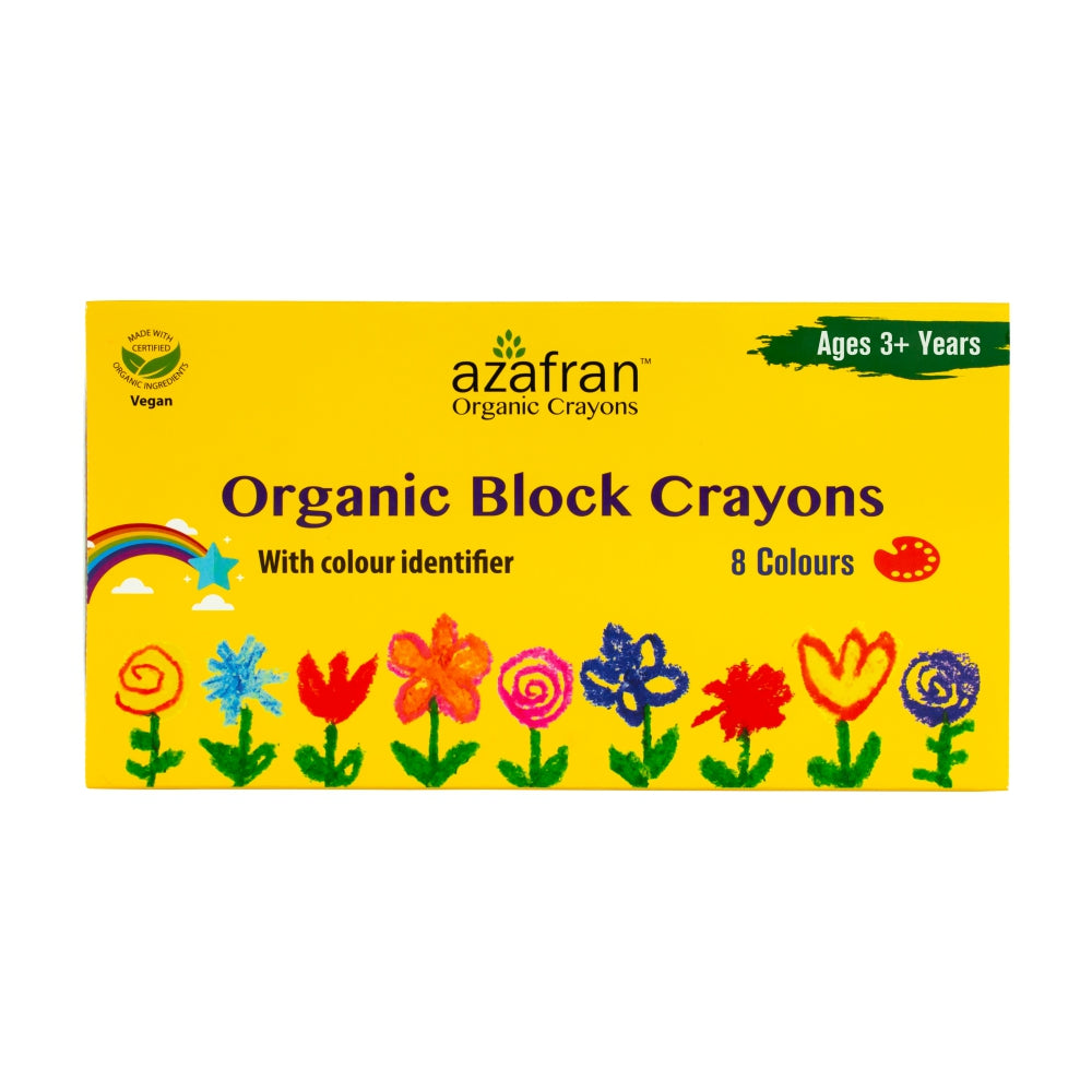 Azafran Organic Block Crayons (8 Colors) - 120 gms