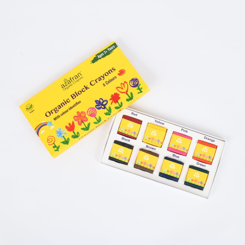 Azafran Organic Block Crayons (8 Colors) - 120 gms