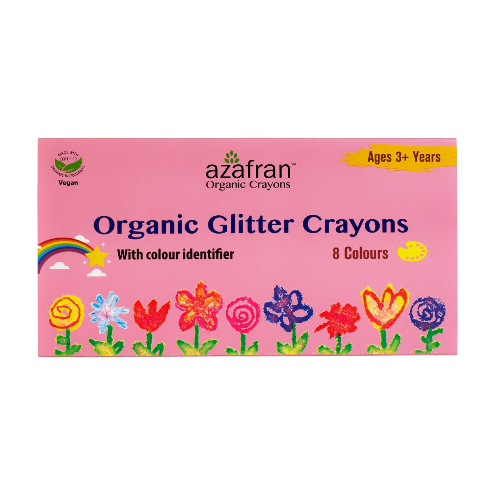 Azafran Organic Glitter Crayons(8 Colours) - 120 gms