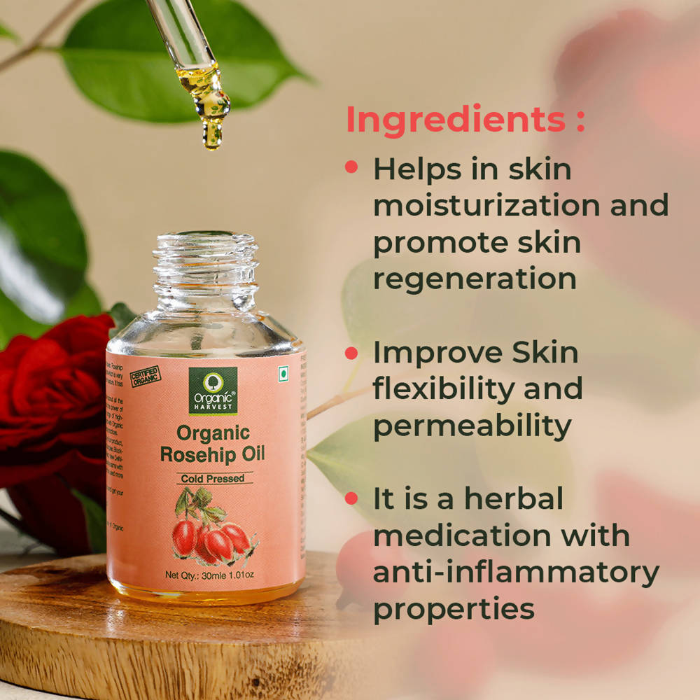 Organic Harvest Cold-Pressed Rosehip Seed Oil - 30 ml