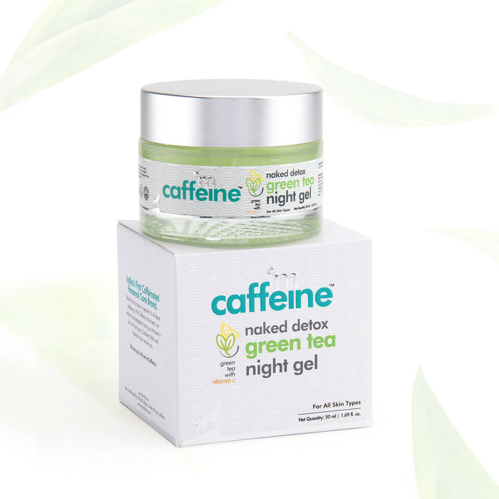 mCaffeine Naked Detox Green Tea Night Gel with Vitamin C – Hydrating & Anti-Aging Formula, 50 ml