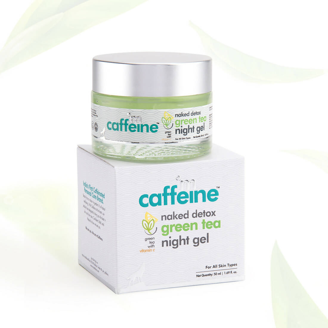 mCaffeine Naked Detox Green Tea Night Gel with Vitamin C – Hydrating & Anti-Aging Formula, 50 ml