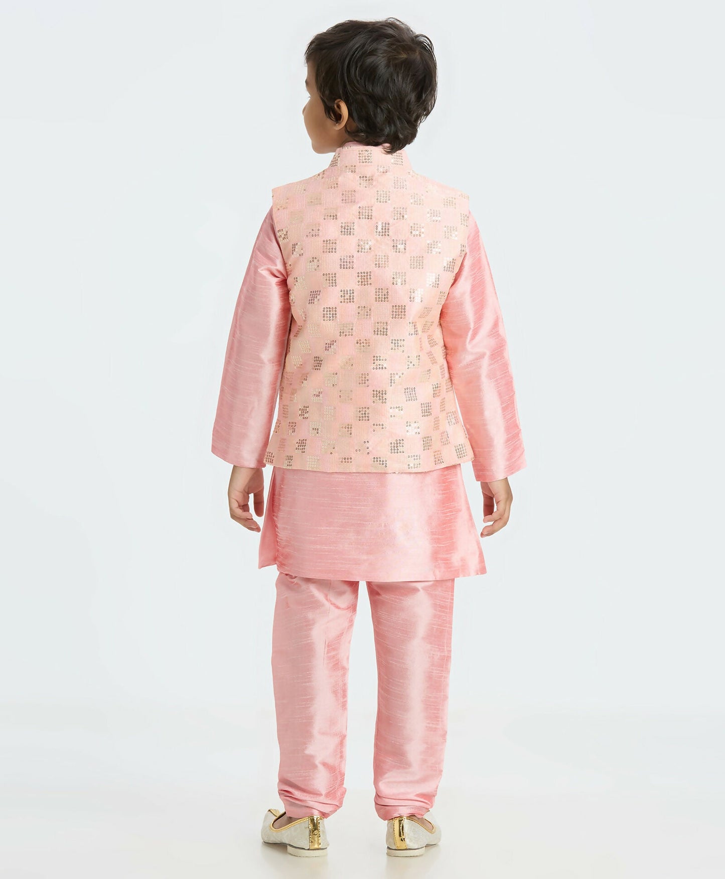 Joban Fashion Kids Island with Sequence work Nehru Jacket Full Sleeves Kurta, Pyjama Set - Pink