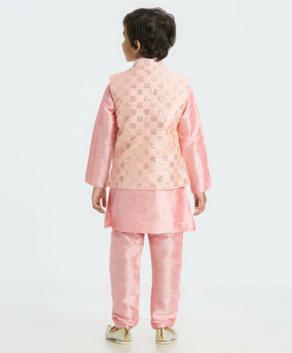 Joban Fashion Kids Island with Sequence work Nehru Jacket Full Sleeves Kurta, Pyjama Set - Pink