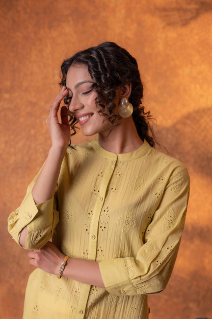 Juniper Lime Green Chikankari Kurta