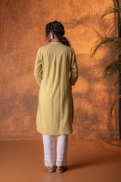 Juniper Lime Green Chikankari Kurta