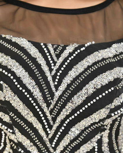 Amodini Designer Studio Heavy Work Black Pearl Sequined Padded Blouse