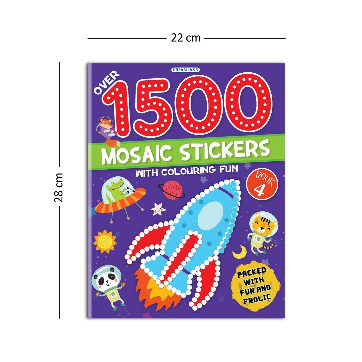 Dreamland Publications 1500 Mosaic Stickers Book 4 with Colouring Fun - Sticker Book for Kids Age 4 - 8 years