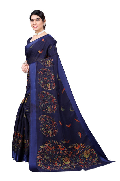 Vamika Linen Satin Border Navy Bollywood Style Saree