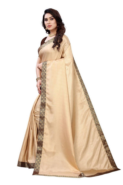 Vamika Cream Dola Silk Border Saree (Kirti Cream)