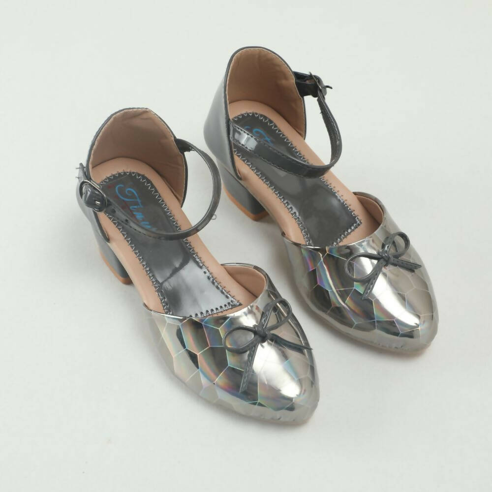 Tiny Bugs Girls Party Wear Ballerinas Heels - Dark Grey