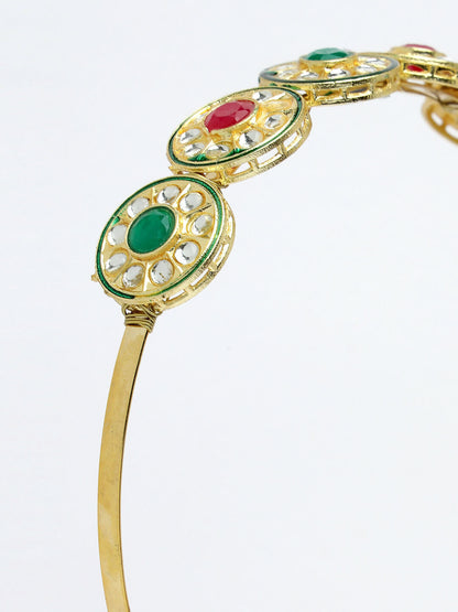 NVR Women's Multi colour Kundan Gold-Polished Embellished Hairband