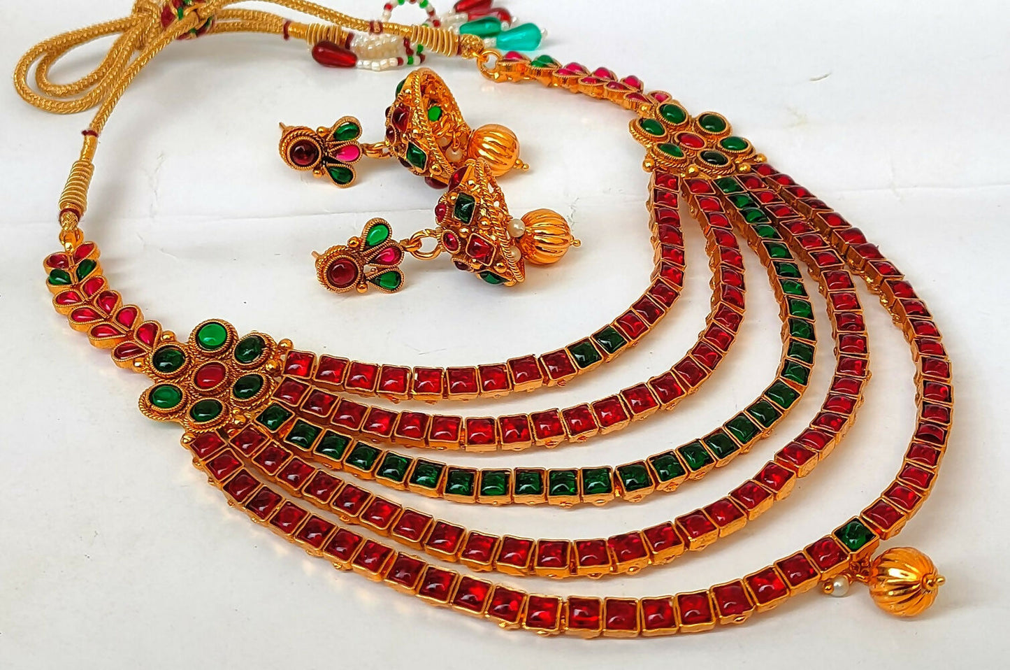Multicolor Kemp Five Layer Necklace Set