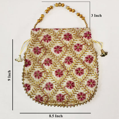 JS Fashion Embroidered Handcrafted Wedding Potli Bag with Beads