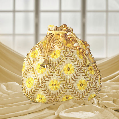 JS Fashion Embroidered Handcrafted Wedding Potli Bag with Beads