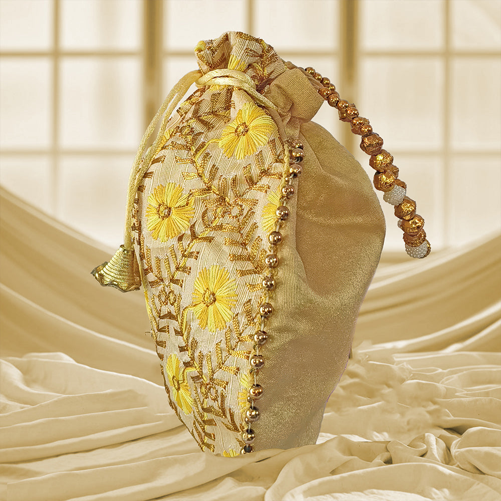 JS Fashion Embroidered Handcrafted Wedding Potli Bag with Beads