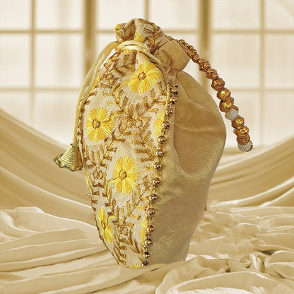 JS Fashion Embroidered Handcrafted Wedding Potli Bag with Beads