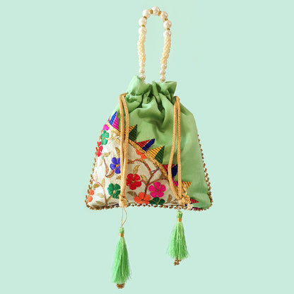 JS Fashion Embroidered Handcrafted Wedding Potli Bag with Beads