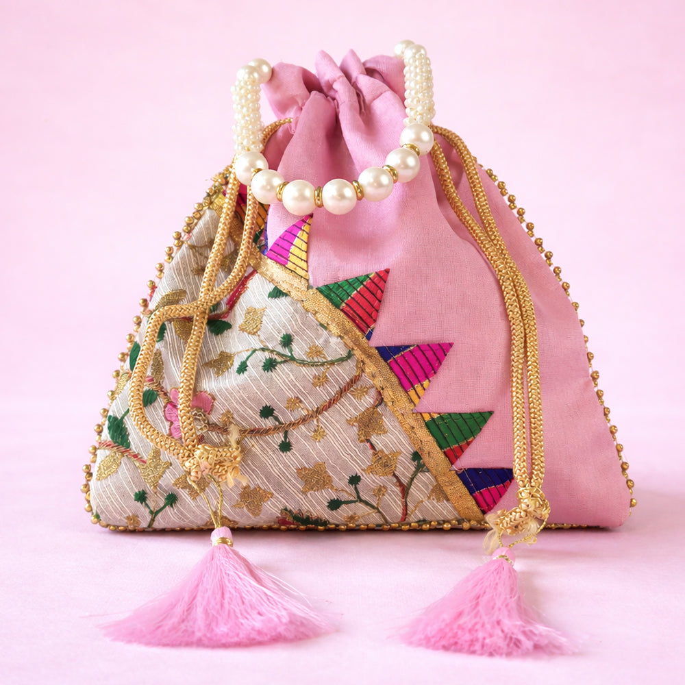 JS Fashion Embroidered Handcrafted Wedding Potli Bag with Beads