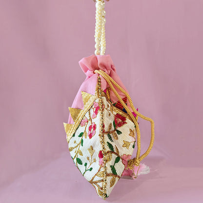 JS Fashion Embroidered Handcrafted Wedding Potli Bag with Beads