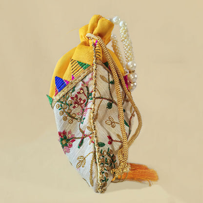 JS Fashion Embroidered Handcrafted Wedding Potli Bag with Beads