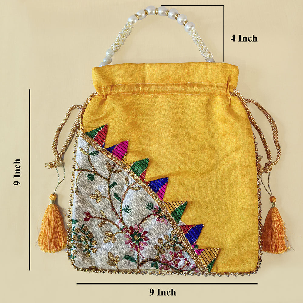 JS Fashion Embroidered Handcrafted Wedding Potli Bag with Beads